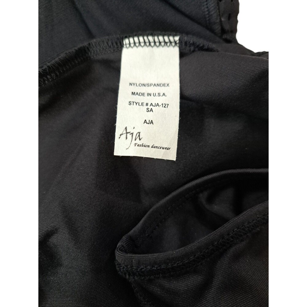 Aja VTG Strappy Crossback Belted Mesh Tank Leotard Black Women's AS Size S - Picture 14 of 16